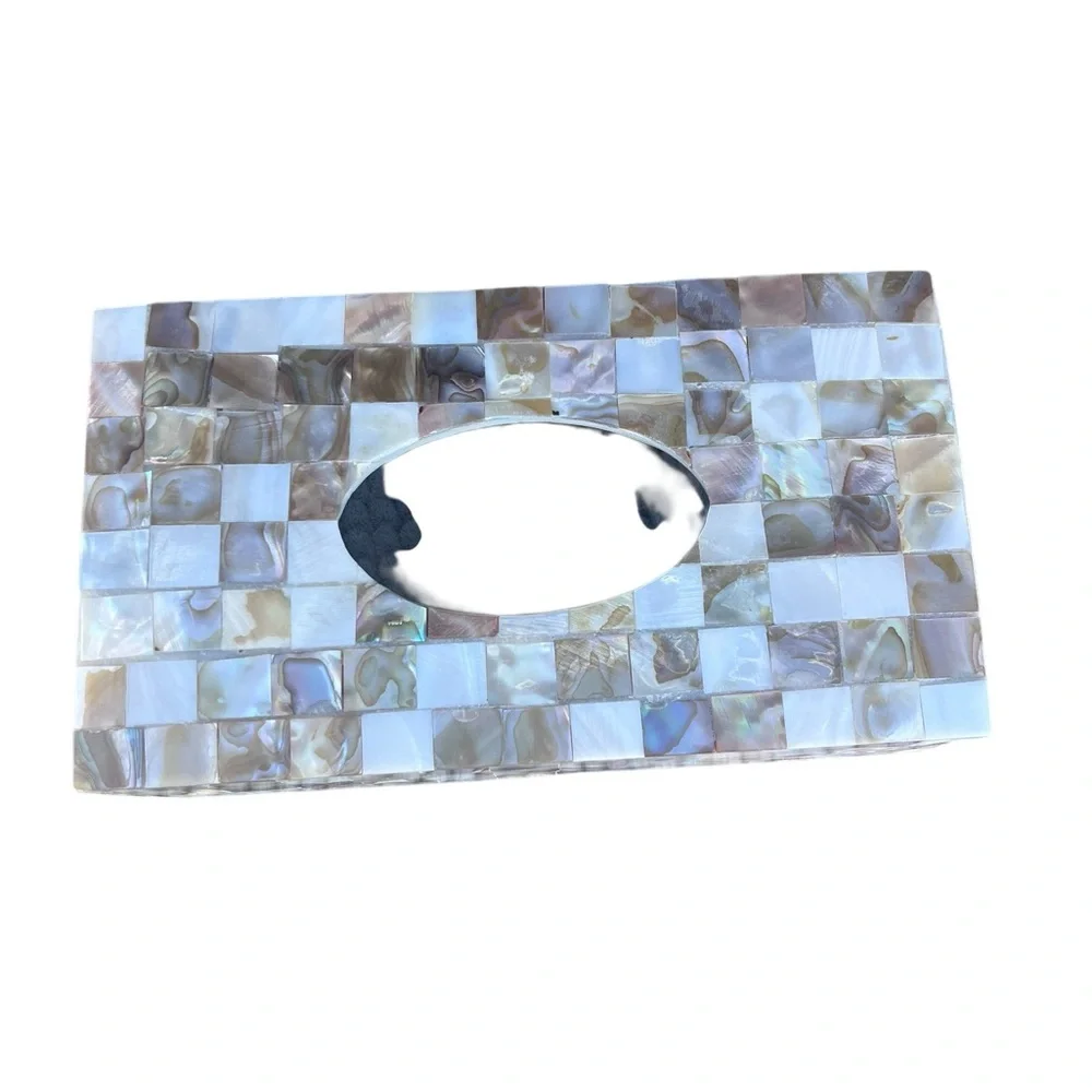 Creative Scents Milano Tissue Box Cover Mother-of-Pearl Mosaic Tissue Box Cover